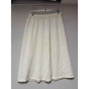 Simply‎ Knits Cream Knit Midi Skirt A Line Elastic Waist